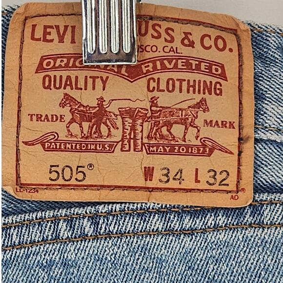 Levi’s 505 Men’s Straight Fit Jeans Light Wash 34x32 100% Cotton - Picture 7 of 10